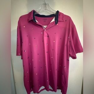 Chaps Golf Pink Polo Shirt XL Embroidered Pattern Performance